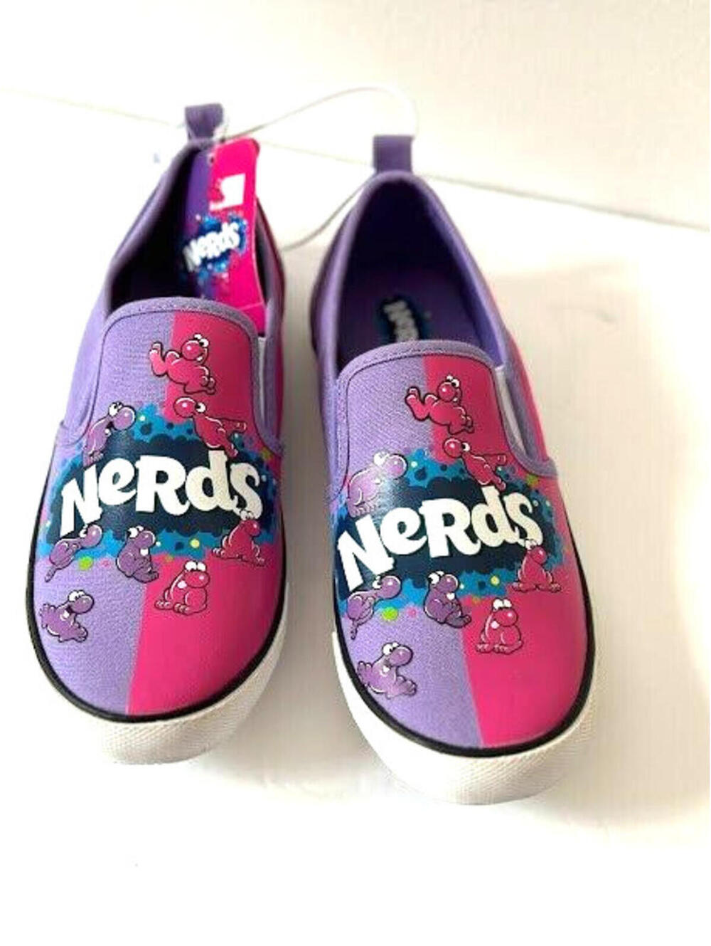 Nerds Candy Slip On Canvas Shoes NWT Purple Pink Logowear Novelty Sneaker